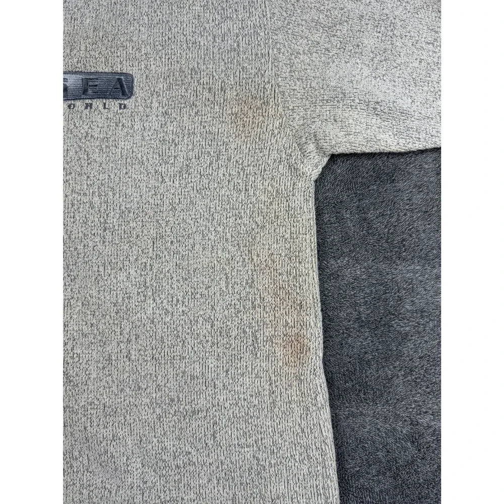 Vintage Diport‎ USA Sea World Henley Pullover Gray Textured Knit Mens Medium